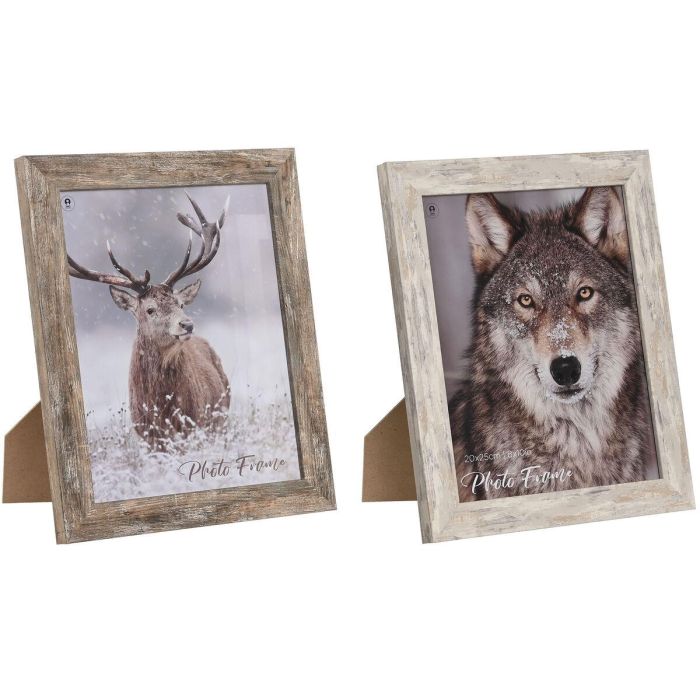 DKD Home Decor Marco de Foto 20x25 cm Estilo Scandi Blanco Natural, PS y Cristal, Pack de 2 Unidades DKD Home Decor Marco de Foto 20x25 cm Estilo Scandi Blanco Natural, PS y Cristal, Pack de 2 Unidades