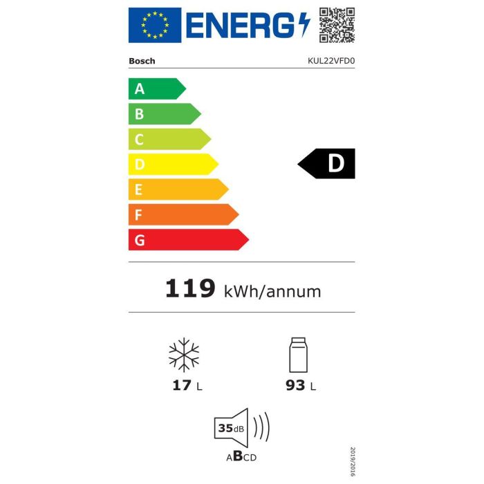 Frigorífico BOSCH KUL22VFD0 Blanco 15 Frigorífico BOSCH KUL22VFD0 Blanco 15