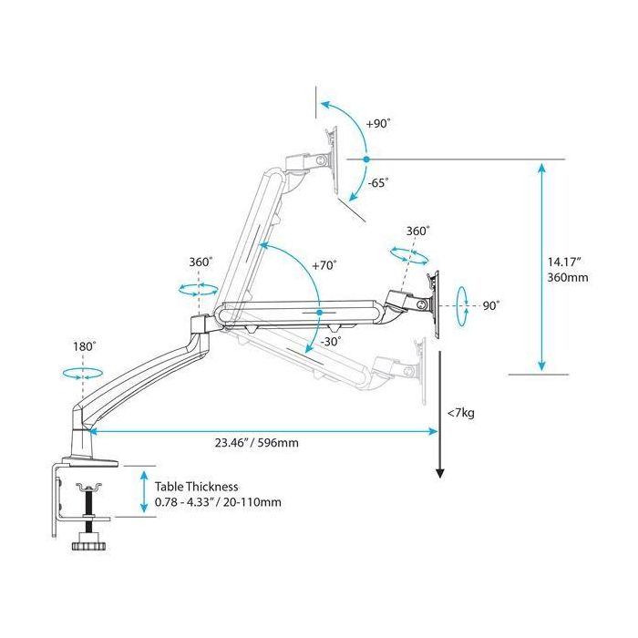StarTech.com Soporte Monitor Brazo Articulado Perfil Delgado para Pantallas 12"-34" con Abrazadera y Gestión de Cables, Negro 5 StarTech.com Soporte Monitor Brazo Articulado Perfil Delgado para Pantallas 12"-34" con Abrazadera y Gestión de Cables, Negro 5