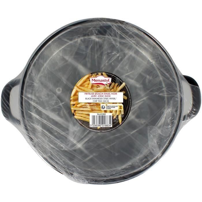 THEKITCHENETTE 3645580 Freidora con tapa de cristal negro, 26cm, acero esmaltado, para inducción y todas las fuentes de calor, con canasta 1 THEKITCHENETTE 3645580 Freidora con tapa de cristal negro, 26cm, acero esmaltado, para inducción y todas las fuentes de calor, con canasta 1