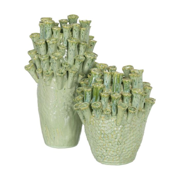 Jarrón Verde Cerámica Decoración 28,50 X 27,50 X 46,50 cm