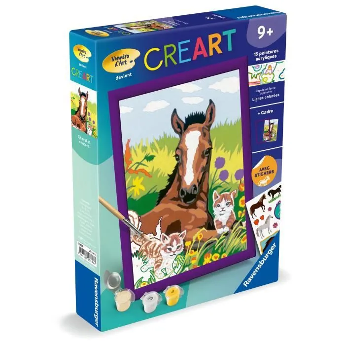 Ravensburger 25840 Kit de Pintura por Números Caballo y Gatitos 18 x 24 cm a partir de 7 años 4