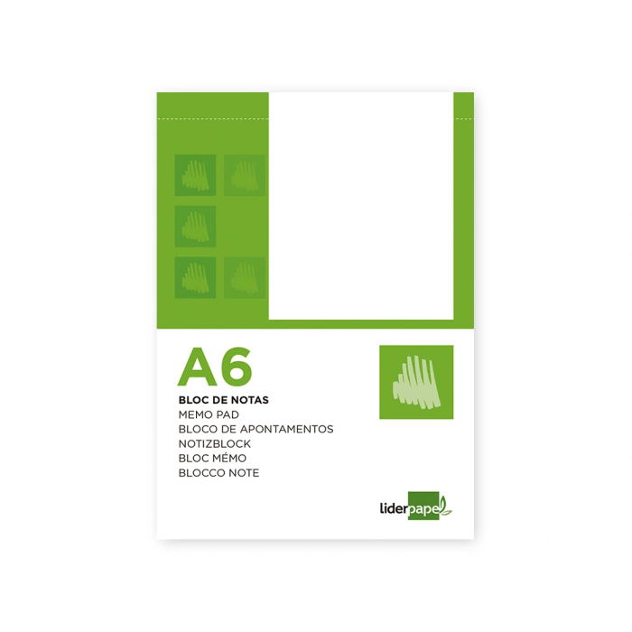Liderpapel Bloc de Notas Liso A6 80 Hojas 60g/m2 Perforado 6