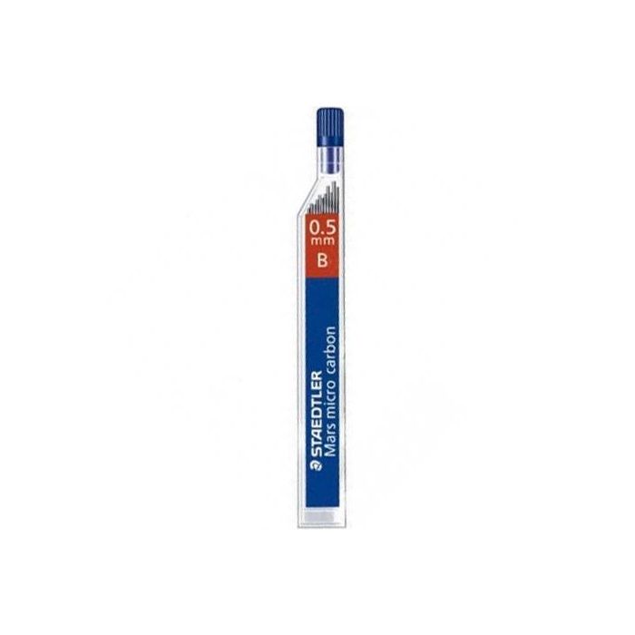 Staedtler Minas Mars Micro Carbon para Portaminas 0,5 mm B, Alta Resistencia, Negro Intenso, Ecológicas, Estuche 12 Unidades (12 Unidades)