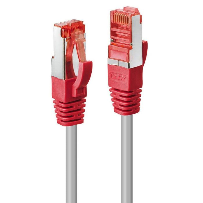 Lindy Cable de Red CrossOver Cat.6 S/FTP PIMF de Par Trenzado 2m Gris, Conectores RJ45 Chapados en Oro y Protección Anti-Enganche