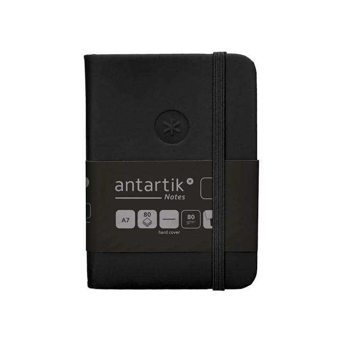 Antartik Cuaderno A7 Tapa Dura Negro Hojas Lisas 80 Hojas 80gr FSC con Gomilla Bolsillo Marcapáginas 1