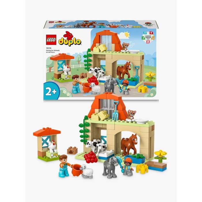 LEGO 10416 DUPLO My Town Cuidando Animales de Granja, Juguete Educativo para Bebés, Incluye Casa y Minifiguras de Caballos 2