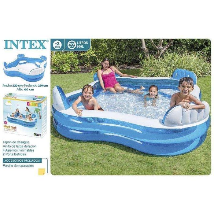 Piscina hinchable con 4 asientos (capacidad 990 litros) 229x229x66 cm 7 Piscina hinchable con 4 asientos (capacidad 990 litros) 229x229x66 cm 7