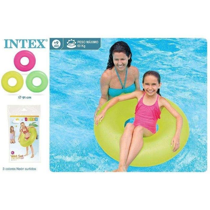 Intex Flotador Rueda Neon 91cm (+8 años) para Piscina y Playa 1