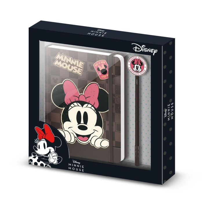 Caja Regalo con Diario y Bolígrafo Fashion Journey Disney Minnie Mouse Marrón