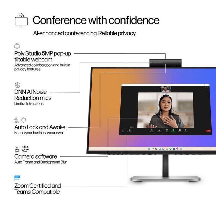 HP Series 5 Pro 23.8 inch FHD USB-C Conferencing Monitor - 524pm 5 HP Series 5 Pro 23.8 inch FHD USB-C Conferencing Monitor - 524pm 5