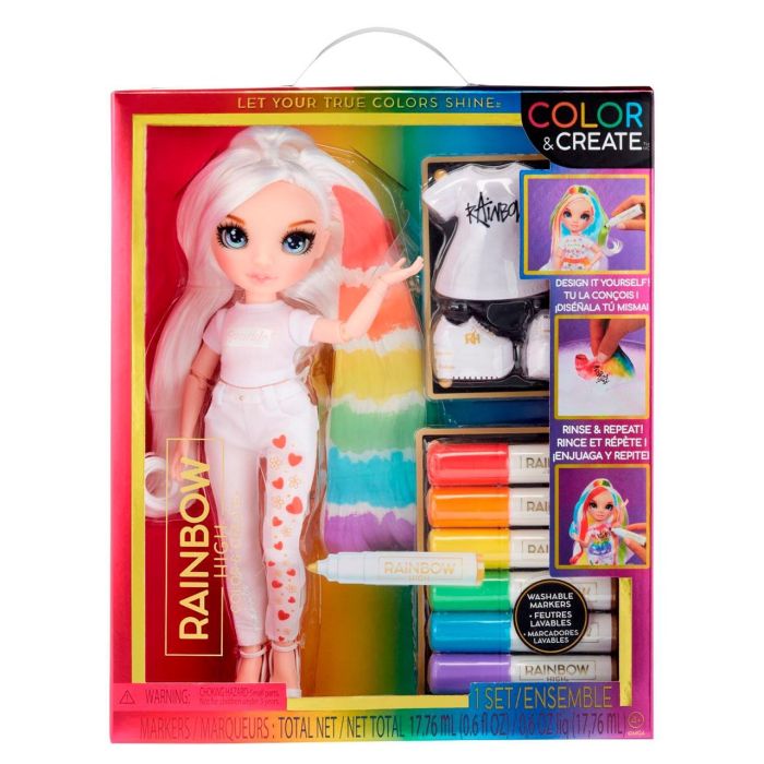 Rainbow High Muñeca Color & Create con Ojos Azules, Incluye Accesorios. Tamaño 30,48x25,40x8,13 cm. Edad Recomendada 4 Años. 1 Rainbow High Muñeca Color & Create con Ojos Azules, Incluye Accesorios. Tamaño 30,48x25,40x8,13 cm. Edad Recomendada 4 Años. 1