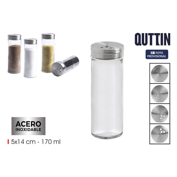 Especiero de vidrio e inoxidable Quttin 5x14 cm - Inde (24 Unidades) Especiero de vidrio e inoxidable Quttin 5x14 cm - Inde (24 Unidades)