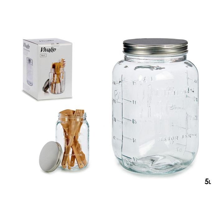 Vivalto Tarro Multiusos Cristal Tapa Acero 5L (5000 ml) 17x27.5x17 cm (Set de 6) Vivalto Tarro Multiusos Cristal Tapa Acero 5L (5000 ml) 17x27.5x17 cm (Set de 6)