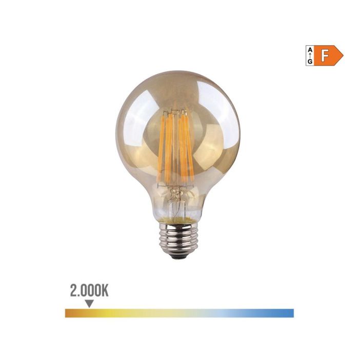 Edm Bombilla de globo LED filamento vintage E27 8W 720lm 2000K luz cálida Ø8x12cm 0 Edm Bombilla de globo LED filamento vintage E27 8W 720lm 2000K luz cálida Ø8x12cm 0