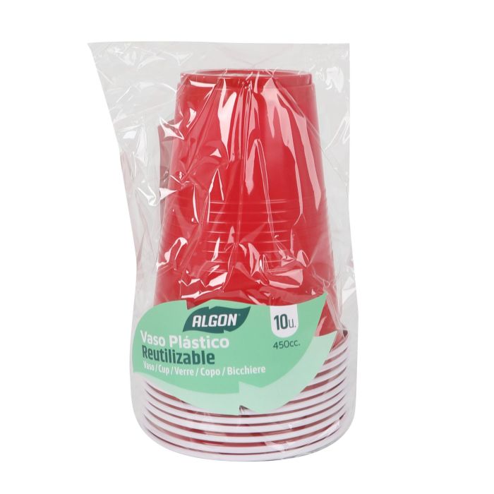 Set de 10 Vasos Bicolor Rojo y Blanco 450 ml Algon (18 Cajas) 1 Set de 10 Vasos Bicolor Rojo y Blanco 450 ml Algon (18 Cajas) 1