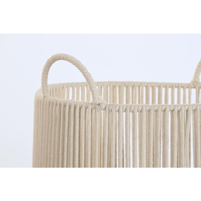 DKD Home Decor Cesta Basicos Beige 38 x 45 x 38 cm Set de 3 Algodon Metal 2 DKD Home Decor Cesta Basicos Beige 38 x 45 x 38 cm Set de 3 Algodon Metal 2