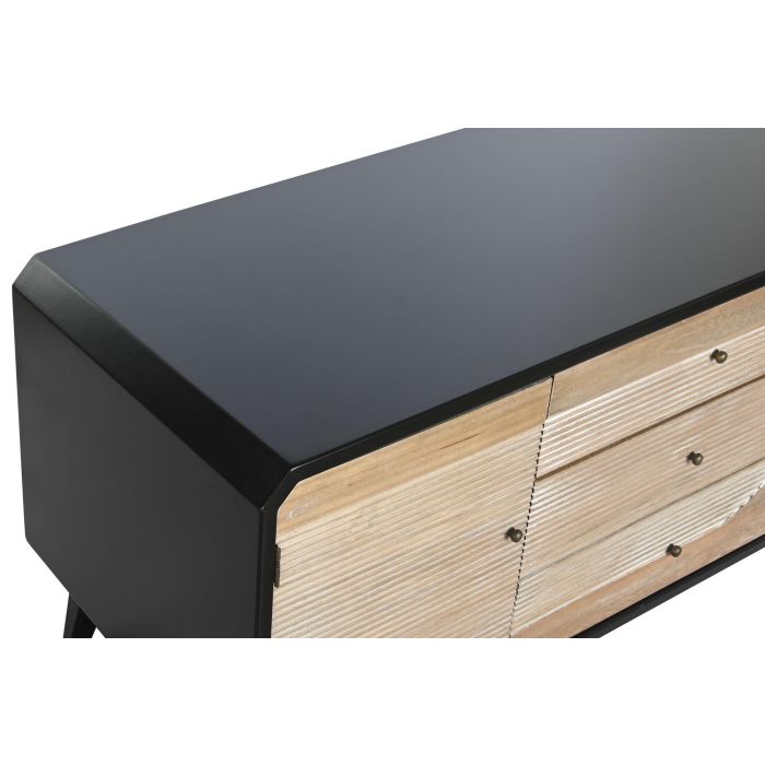 DKD Home Decor Mueble TV Moderno Madera Negro Natural 3 Cajones 2 Puertas Ancho 120cm Fondo 50cm Alto 58cm 1 DKD Home Decor Mueble TV Moderno Madera Negro Natural 3 Cajones 2 Puertas Ancho 120cm Fondo 50cm Alto 58cm 1