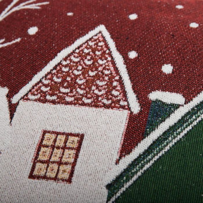 DKD Home Decor Funda Navidad Tradicional Jacquard Burdeos Verde 45 x 45 cm (4 Unidades) 2
