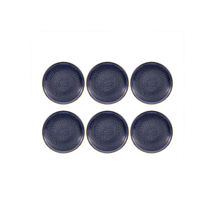 SUMMA Plato Llano MOON BLUE 25 cm - Vitro Porcelana para Vajilla, Apto Lavavajillas y Microondas (Set de 6)