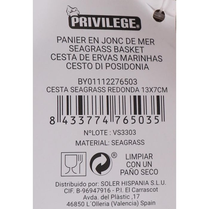 Cesta Redonda de Seagrass 13x7 cm - Privilege (24 Unidades) 4 Cesta Redonda de Seagrass 13x7 cm - Privilege (24 Unidades) 4