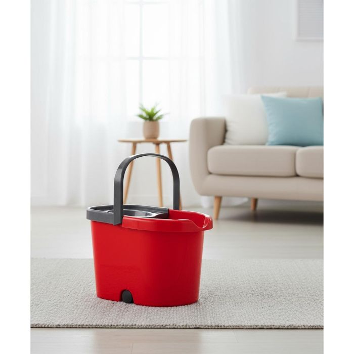 Inde Cubo Escurridor Rojo con Ruedas 29 cm (Ancho) x 29 cm (Alto) x 39 cm (Largo) 2