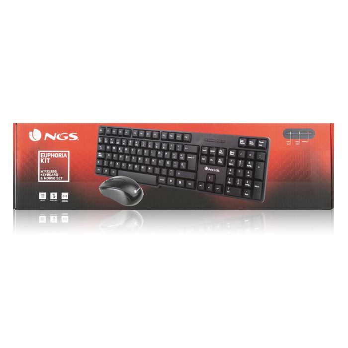 Teclado y Ratón NGS EUPHORIA KIT Negro Qwerty Español Inalámbrico 8 Teclado y Ratón NGS EUPHORIA KIT Negro Qwerty Español Inalámbrico 8