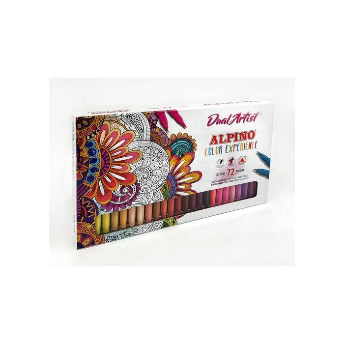 Alpino Rotulador Dual Artist Doble Punta Estuche 72 Unidades Colores Surtidos para Lettering y Dibujo