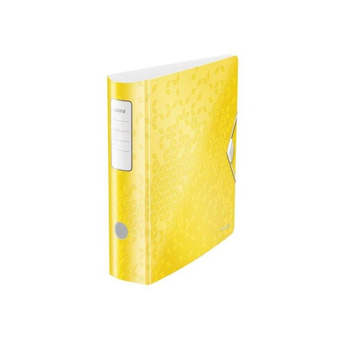 Archivador Palanca Leitz Active Wow Polyfoam A4 180º 75Mm Lomo Curvado Y Cierre Con Goma Amarillo (Set de 5)