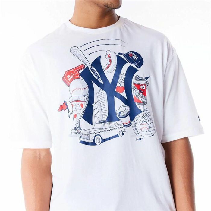 Camiseta de Manga Corta Hombre New Era MLB FOOD GRPHC OS New York Yankees Blanco 3