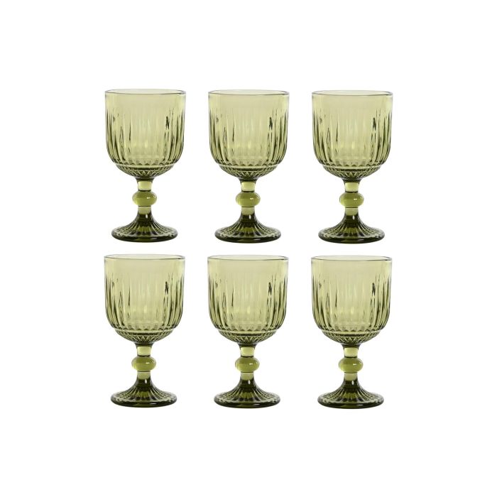 DKD Home Decor Copa Basicos Verde Cristal Set de 6 9 x 16.5 x 9 cm 380ml Apto Microondas y Lavavajillas (2 Unidades)