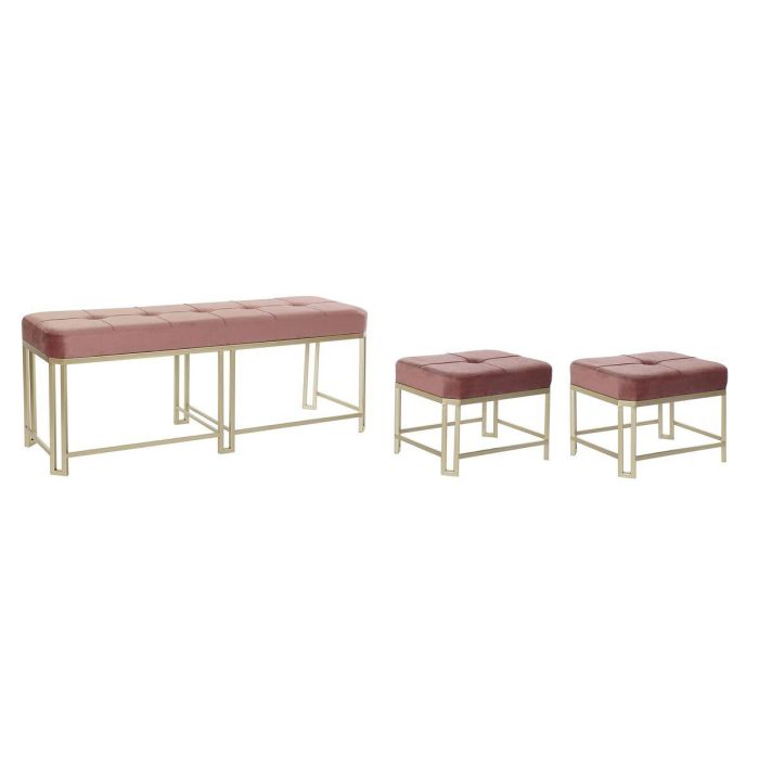 Descalzadora Glam DKD Home Decor Rosa 40 x 46 x 120 cm Set de 3