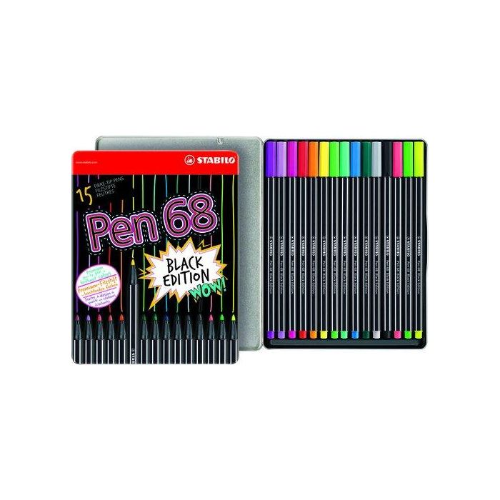 Rotulador Fibra Stabilo Pen 68 Black Edition Caja Metalica De 15
