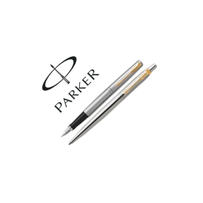 Juego Parker Duo Jotter Acero Gt Boligrafo + Pluma