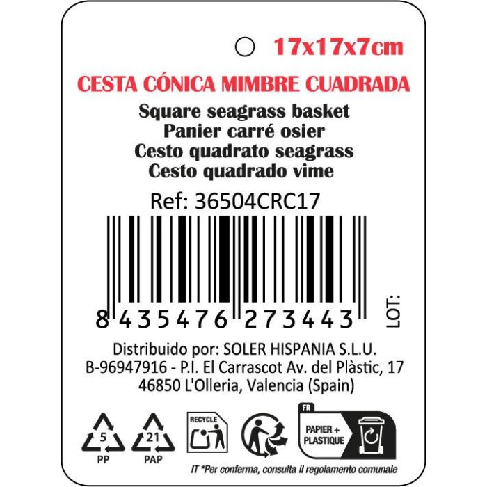 Cesta de mimbre cuadrada 17x17x7 cm - Privilege (18 Unidades) 3 Cesta de mimbre cuadrada 17x17x7 cm - Privilege (18 Unidades) 3