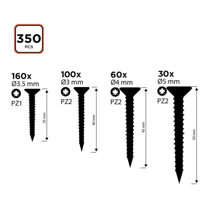 Surtido de tornillos para madera ss black+decker 2 Surtido de tornillos para madera ss black+decker 2
