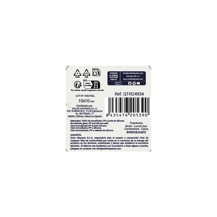 Fiambrera cuadrada hermética sin válvula 10x10 cm 140 cc Quttin (12 Unidades) 7 Fiambrera cuadrada hermética sin válvula 10x10 cm 140 cc Quttin (12 Unidades) 7
