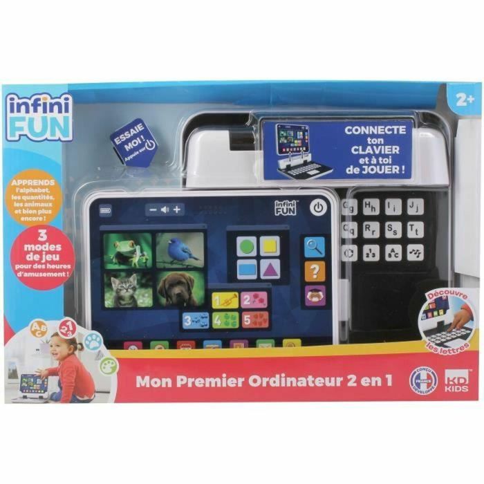 INFINITA DIVERSIÓN Mi primera computadora 2 en 1 Juguete educativo, 2 modos, descubre animales, formas y colores para niños 3-6 años 3