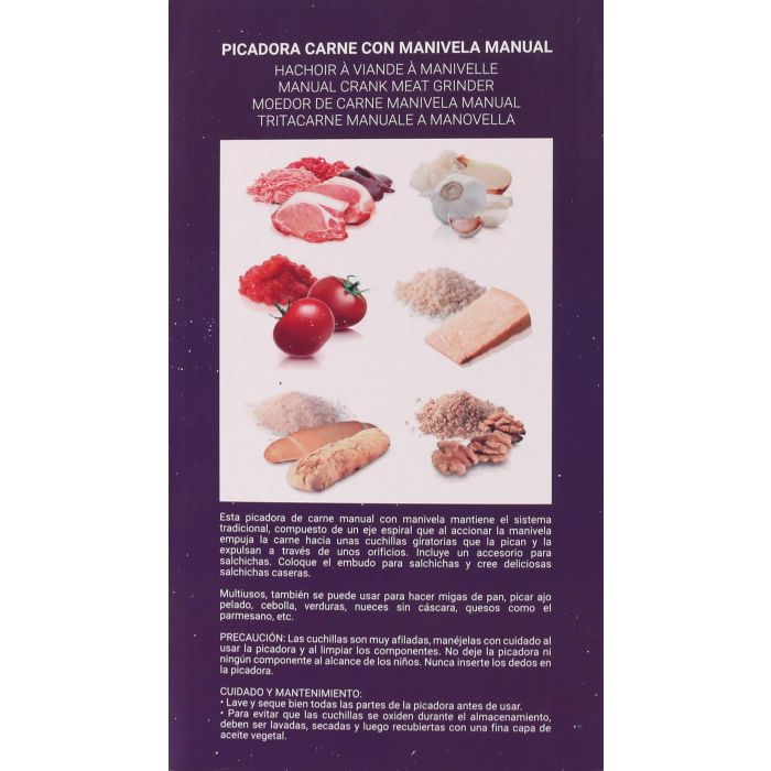 Picadora de carne con manivela Quttin (6 Unidades) 3