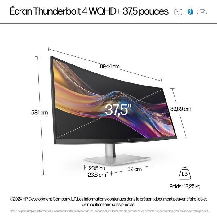 HP 738pu Monitor Curvo Ultrawide 37.5" WQHD+ Thunderbolt 4 Serie 7 Pro, colores vibrantes para productividad 8