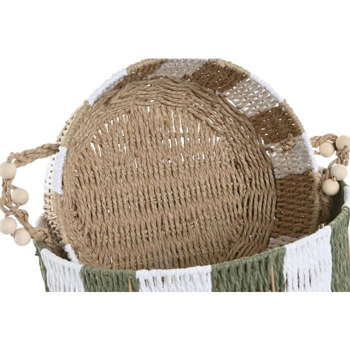 Cesta Tropical DKD Home Decor Verde Crema 35 x 16 x 35 cm Set de 2 2 Cesta Tropical DKD Home Decor Verde Crema 35 x 16 x 35 cm Set de 2 2