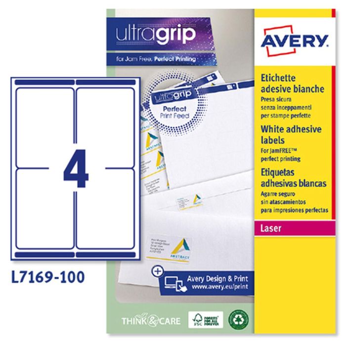 Etiquetas para Impresora Avery L7169 Blanco 100 Hojas 99,1 x 139 mm (5 Unidades) 2