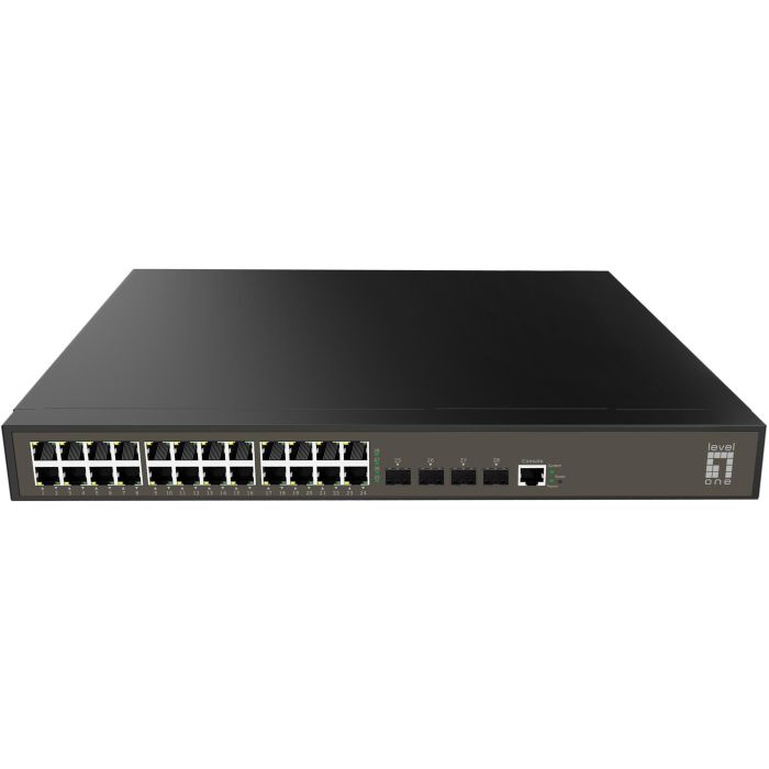 LevelOne GEL-2871 Switch gestionado L2+ con 24 puertos Gigabit Ethernet y 4 ranuras SFP, Montaje en rack 19" 1U