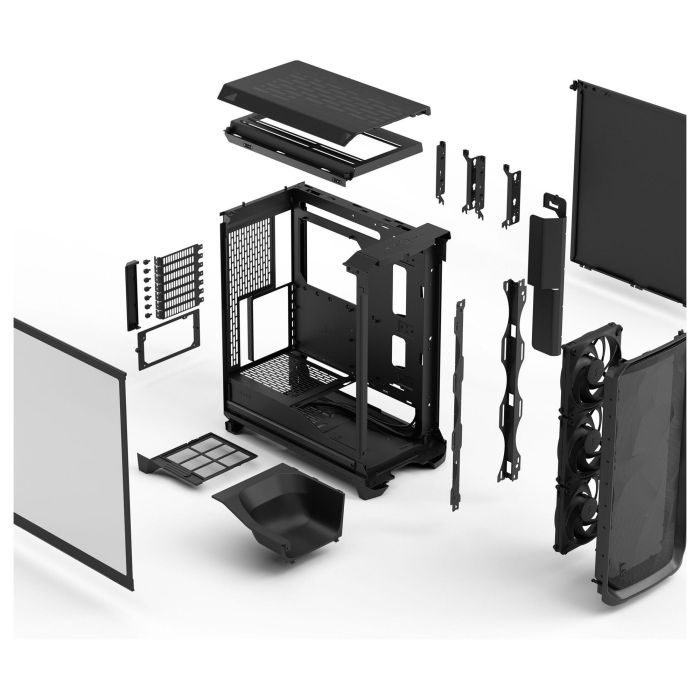 Fractal Design Meshify 3 Caja Negra con Ventana de Vidrio Templado para PC ATX/EATX/Micro-ATX/Mini-ITX, 7 Ranuras de Expansión, Compatible con Juego 5