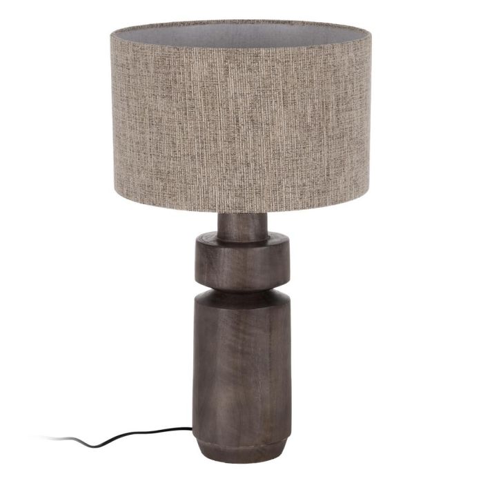 Base Lámpara Mesa Marrón Madera de Mango 16 X 16 X 40 cm