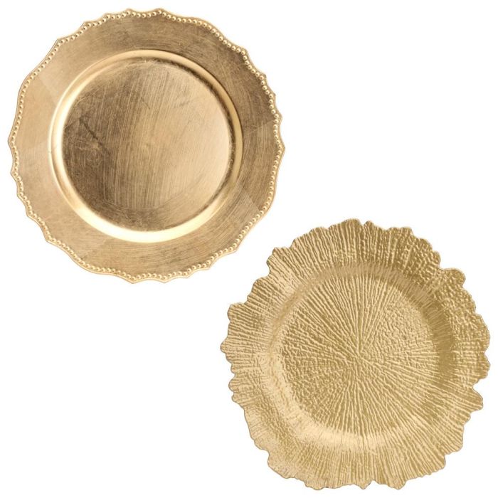 Home Deco Factory Bajoplato Dorado Mirage Diámetro 32 cm Liso Cenefa Radios Irregular 2