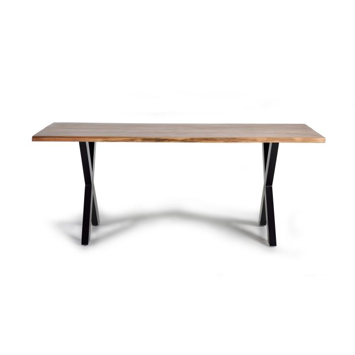 GINER Y COLOMER Mesa de Comedor Acacia Natural con Patas de Metal Negro 160x100cm 1