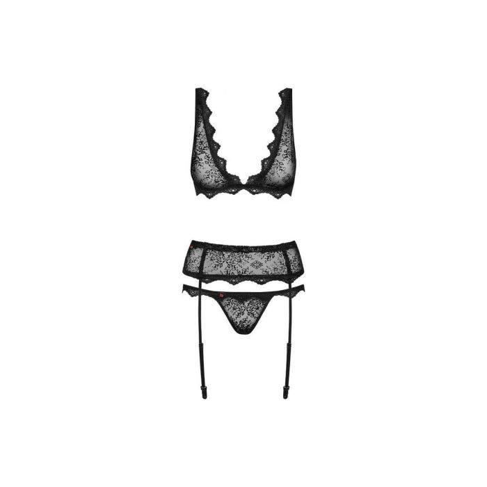 Conjunto de Lencería con Encaje Obsessive Emperita Negro L/XL 3