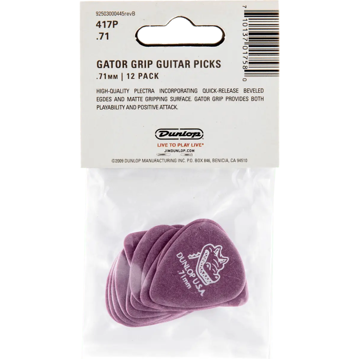 Dunlop Gator Grip Púas Guitarra Plectros 0,71Mm Pack 12 Unidades 4