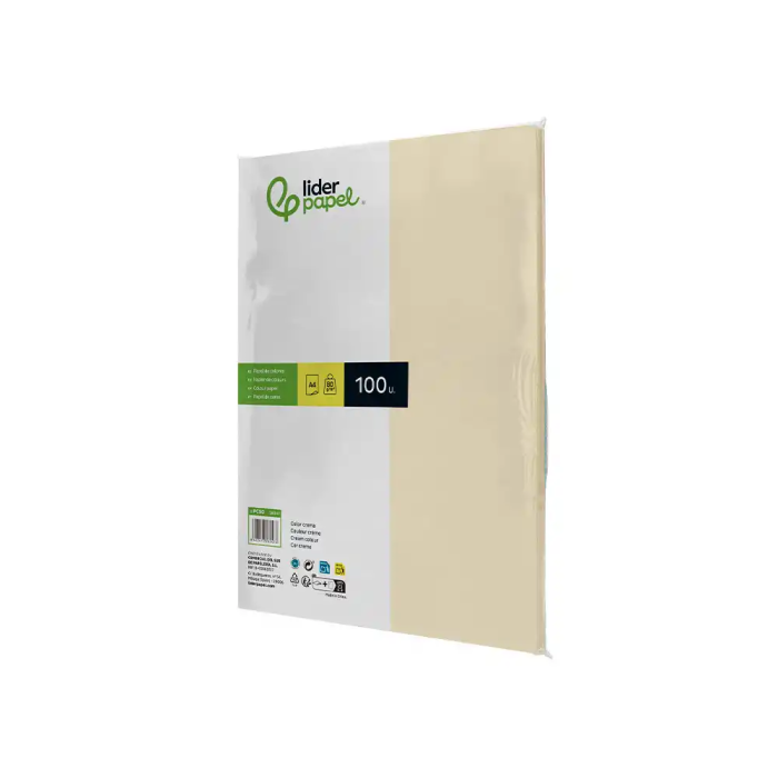 Liderpapel Papel Color A4 80gr Crema Paquete de 100 Hojas 2